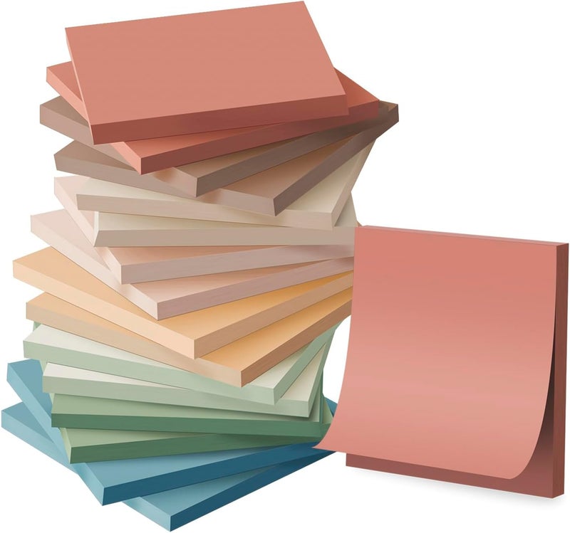Kozerite (16 Pack) Sticky Notes 3x3, Vintage Colors, Sticky Pads, Recyclable, Easy to Stick for Home, Office, Notebook - Image 1